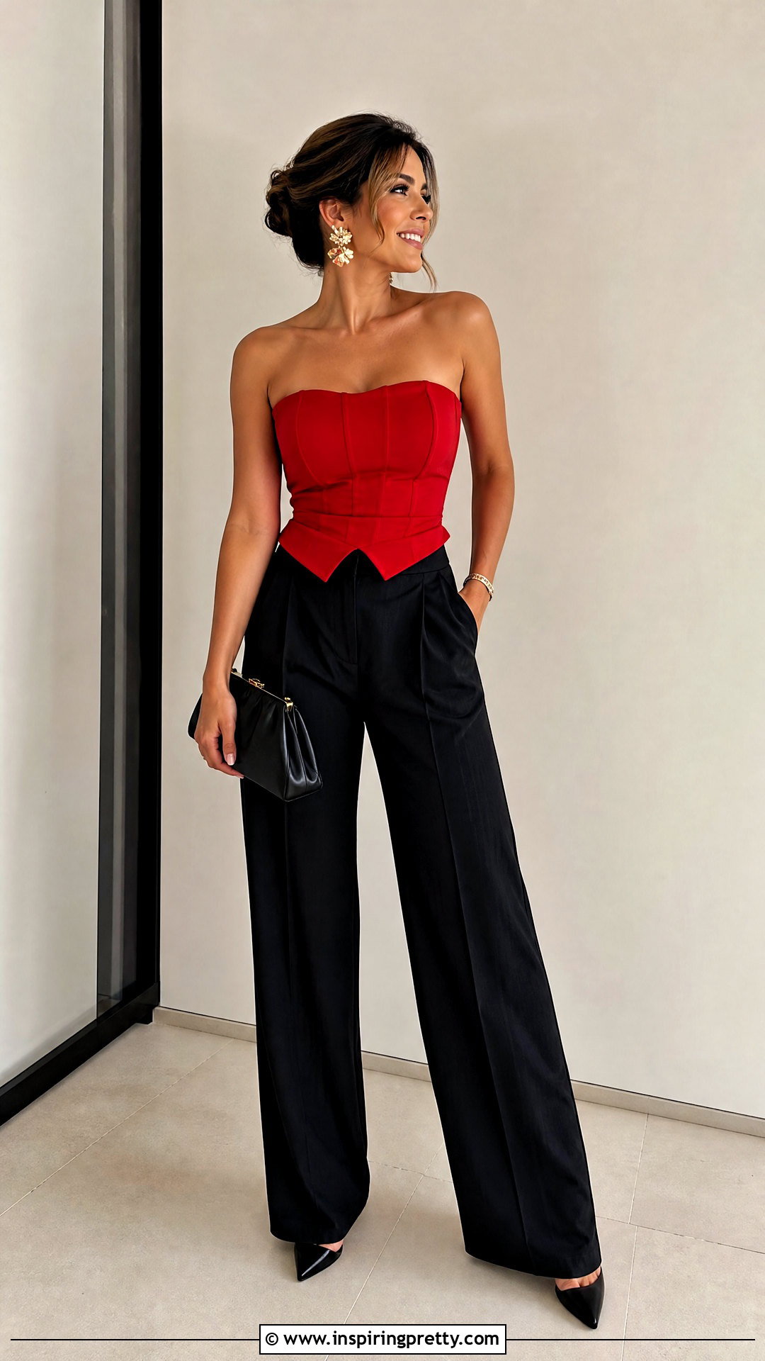 Strapless Birthday Top With Wide Leg Trousers - 50 birthday tops for women