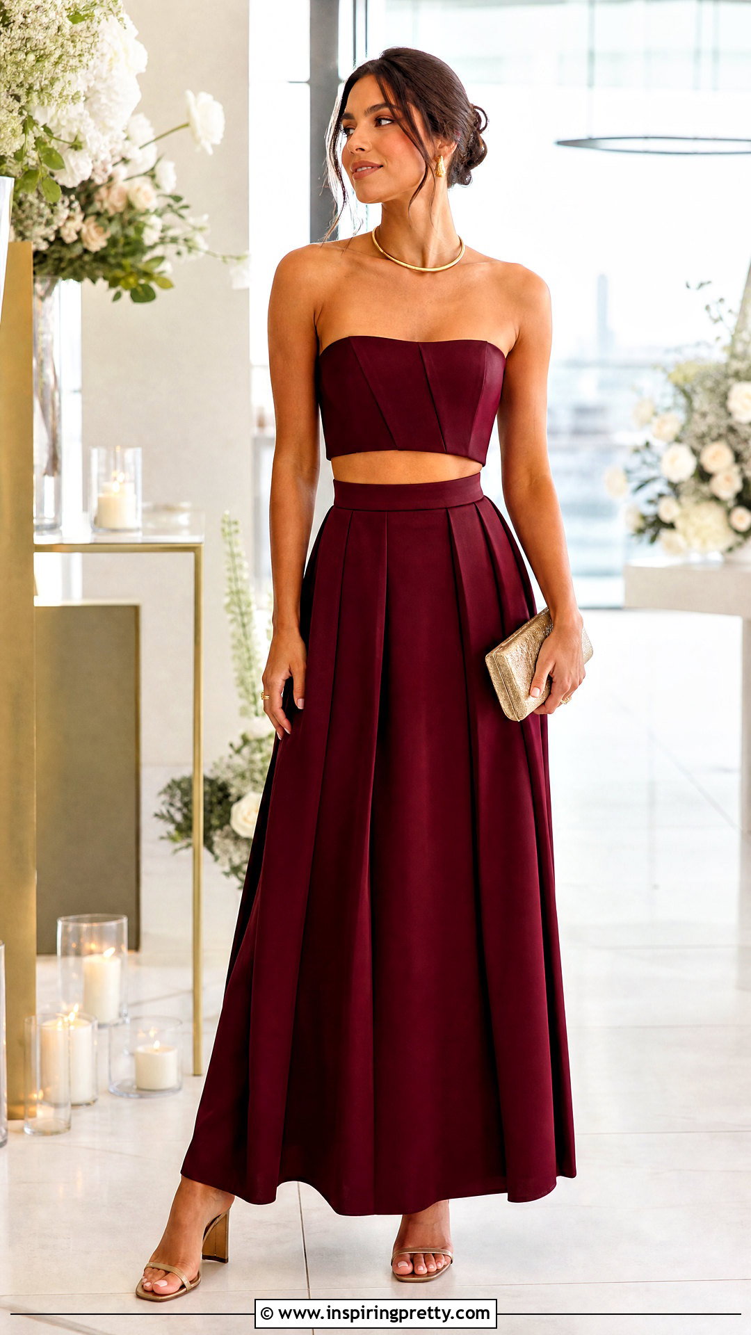 Strapless Crop Top With Long Skirt - 50 crop top with long skirt outfit ideas