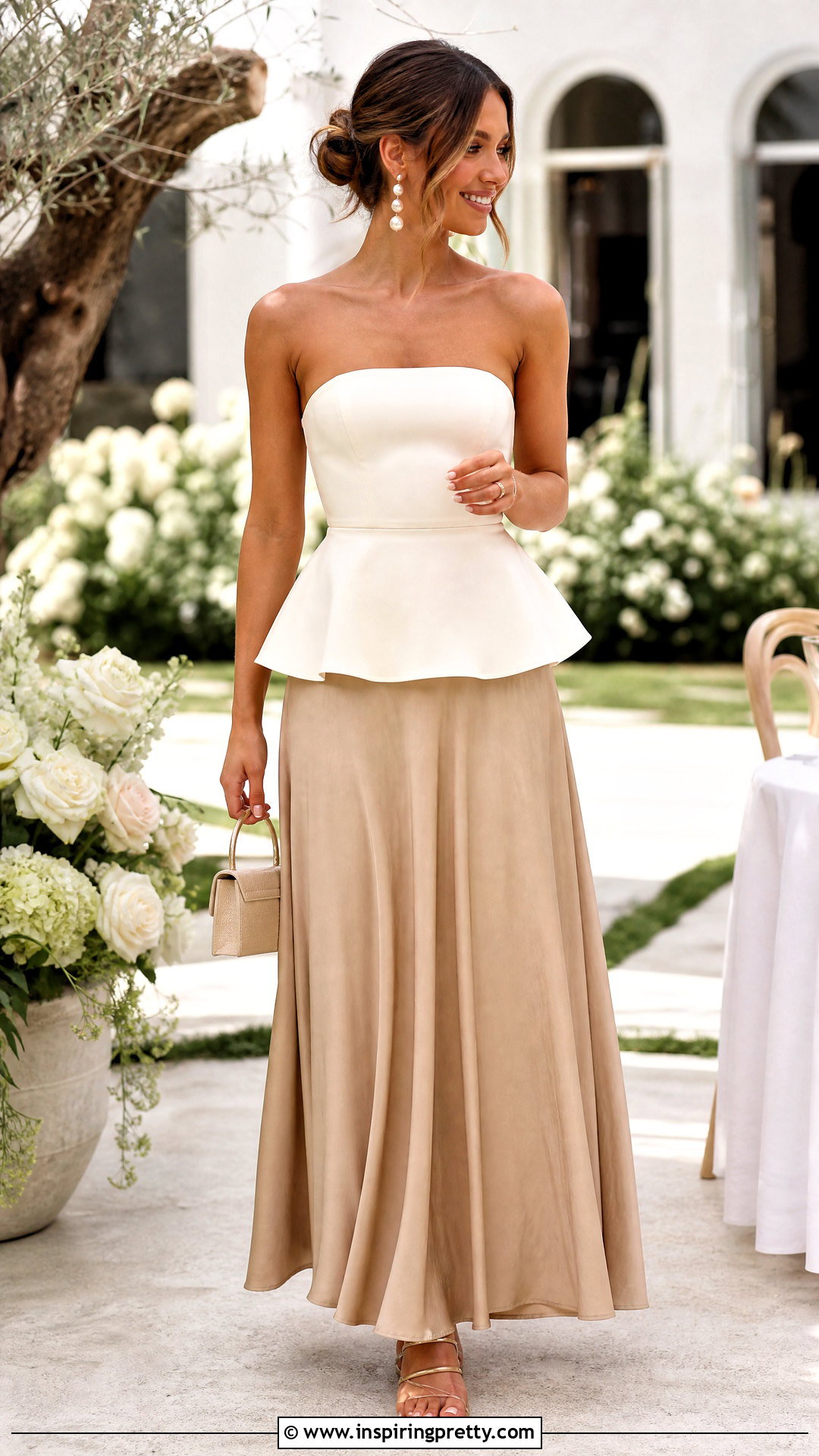 Strapless Peplum Top With Maxi Skirt - 20 peplum tops 2024
