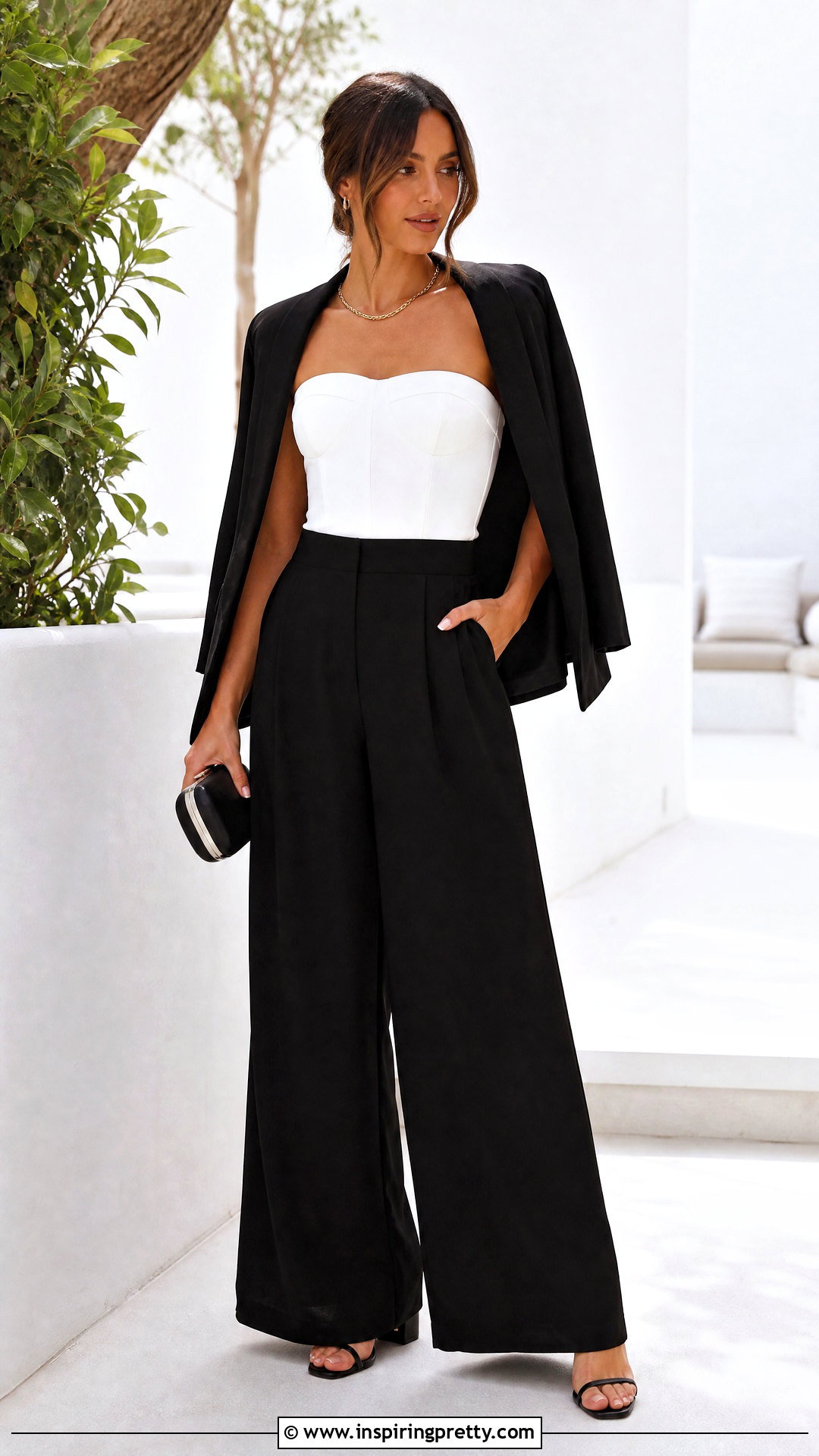 Strapless Top With Palazzo Pants - 25 Types Of Shirt Tops outfit ideas