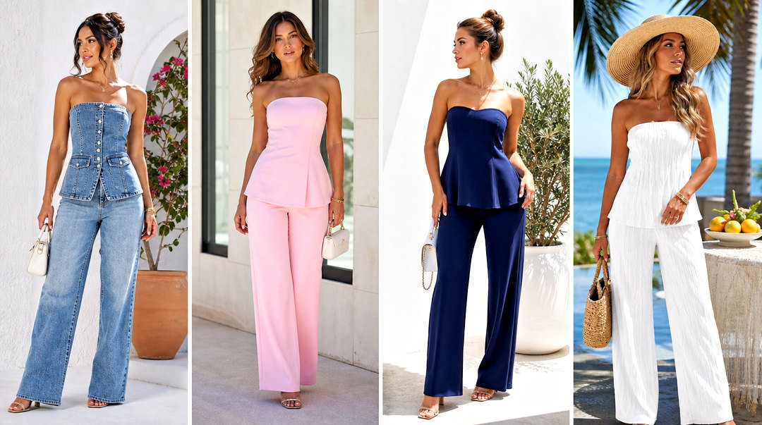 25 Strapless Top and Pants Sets for Effortless Event Style
