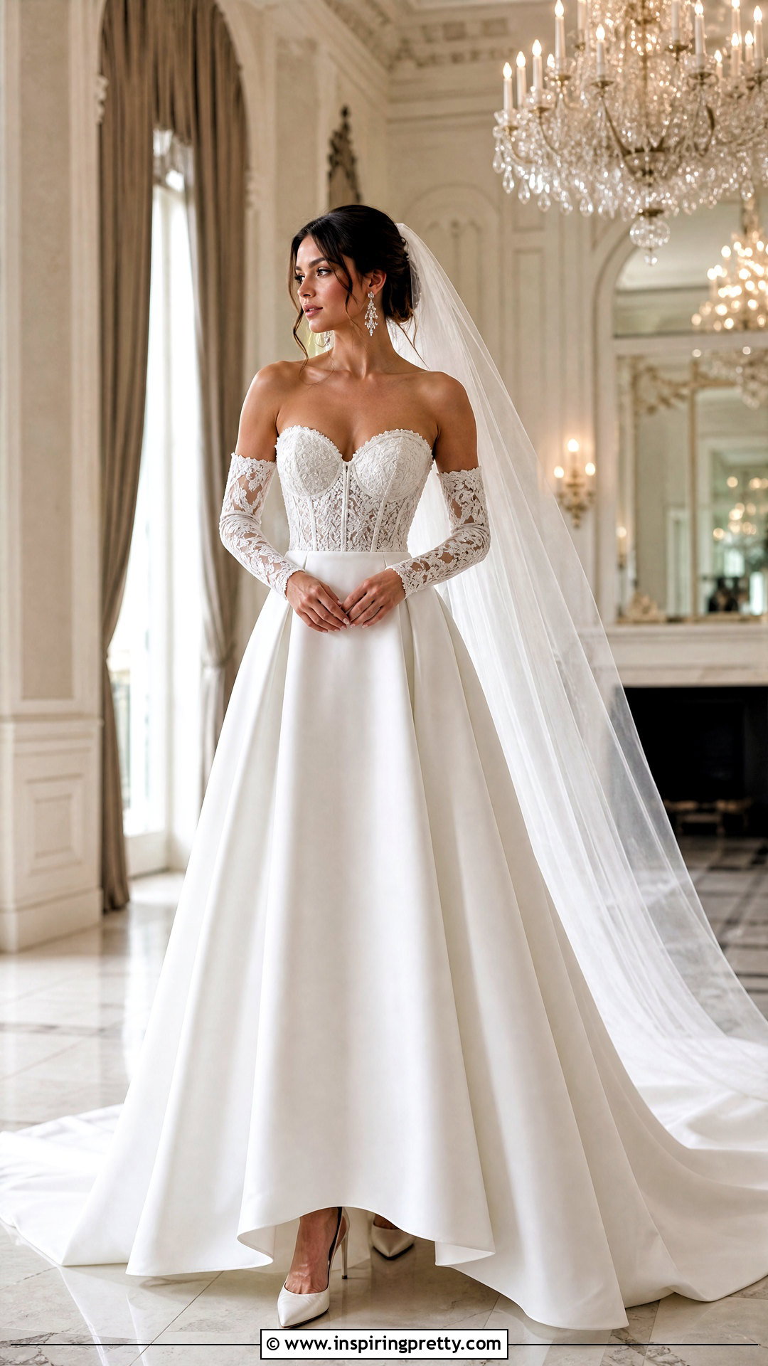 Strapless Wedding Dress With Lace Bodice And Mikado Skirt - 25 Wedding Dresses Lace Top Plain Skirts
