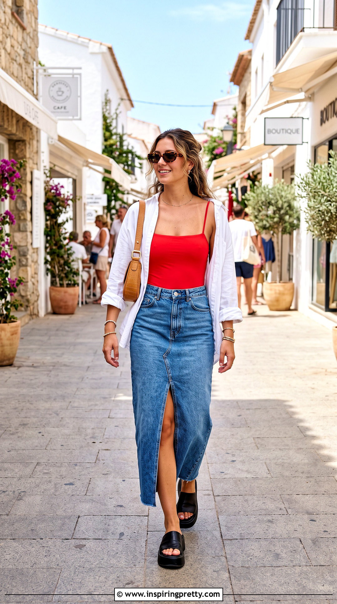 Strappy Swimsuit Top With Denim Maxi Skirt - 20 Strappy Swimsuit Top outfit ideas