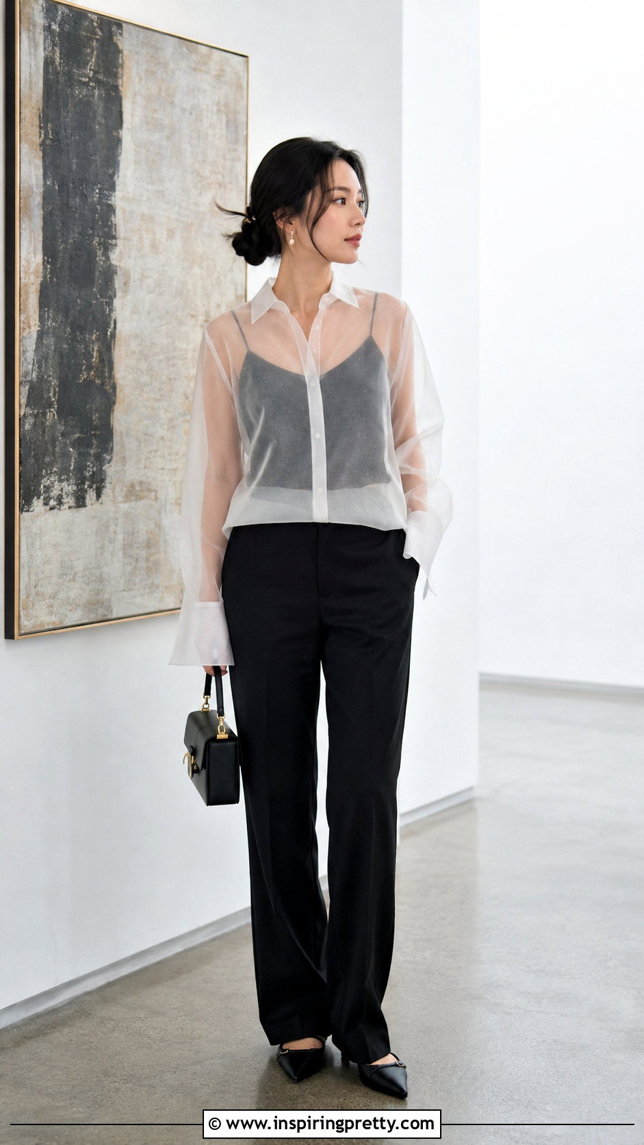 Strappy Top With a Sheer Blouse - 50 strappy top outfit ideas