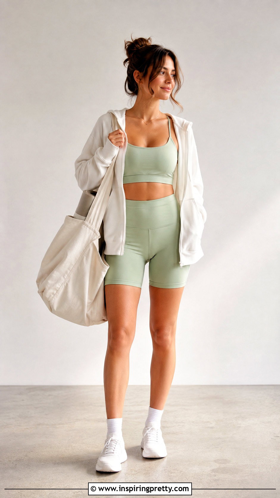 Strappy Workout Top With High Rise Shorts - 50 workout tops outfit ideas