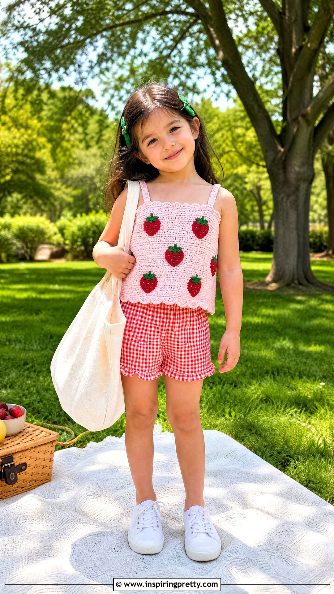 Strawberry Crochet Top With Gingham Shorts - 50 top de croche infantil ideas