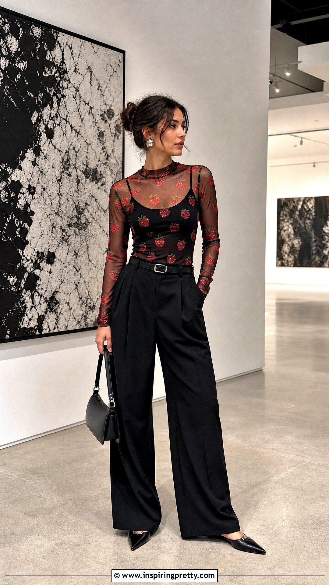 Strawberry Mesh Top With Black Trousers - 20 Urban Outfitters Strawberry Tops