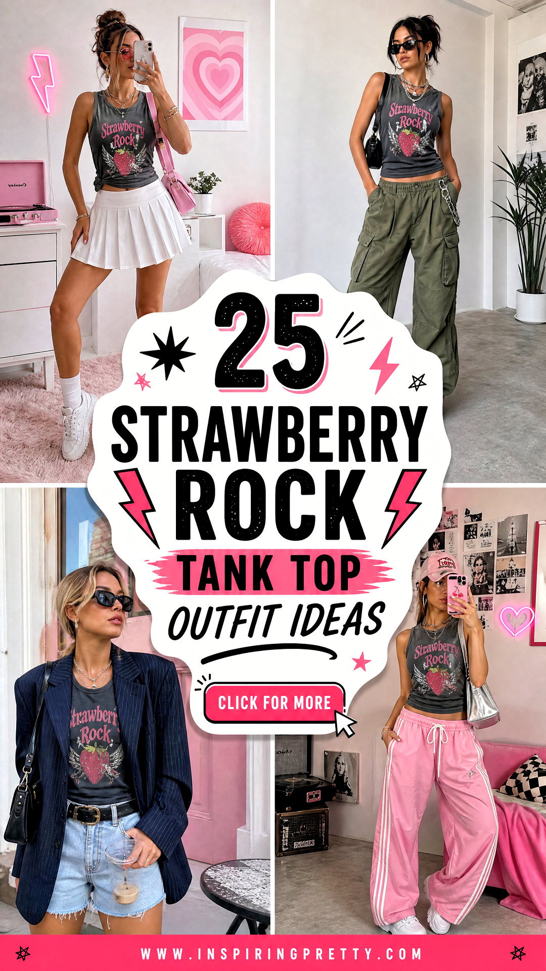 25 Strawberry Rock Tank Top Outfit Ideas for Edgy Style - 25 Strawberry Rock Tank Top Outfit Ideas for Edgy Style