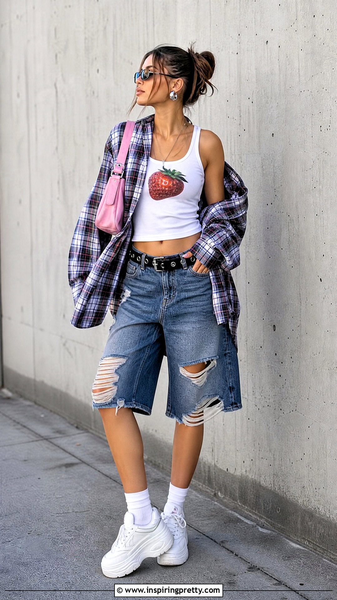 Strawberry Rock Tank Top With Distressed Jorts - 25 Strawberry Rock Tank Top outfit ideas