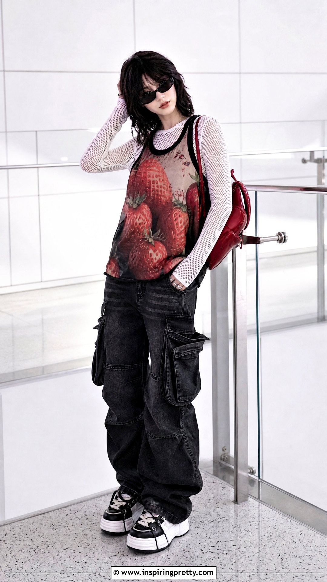 Strawberry Rock Tank Top With Mesh Top And Cargo Jeans - 25 Strawberry Rock Tank Top outfit ideas
