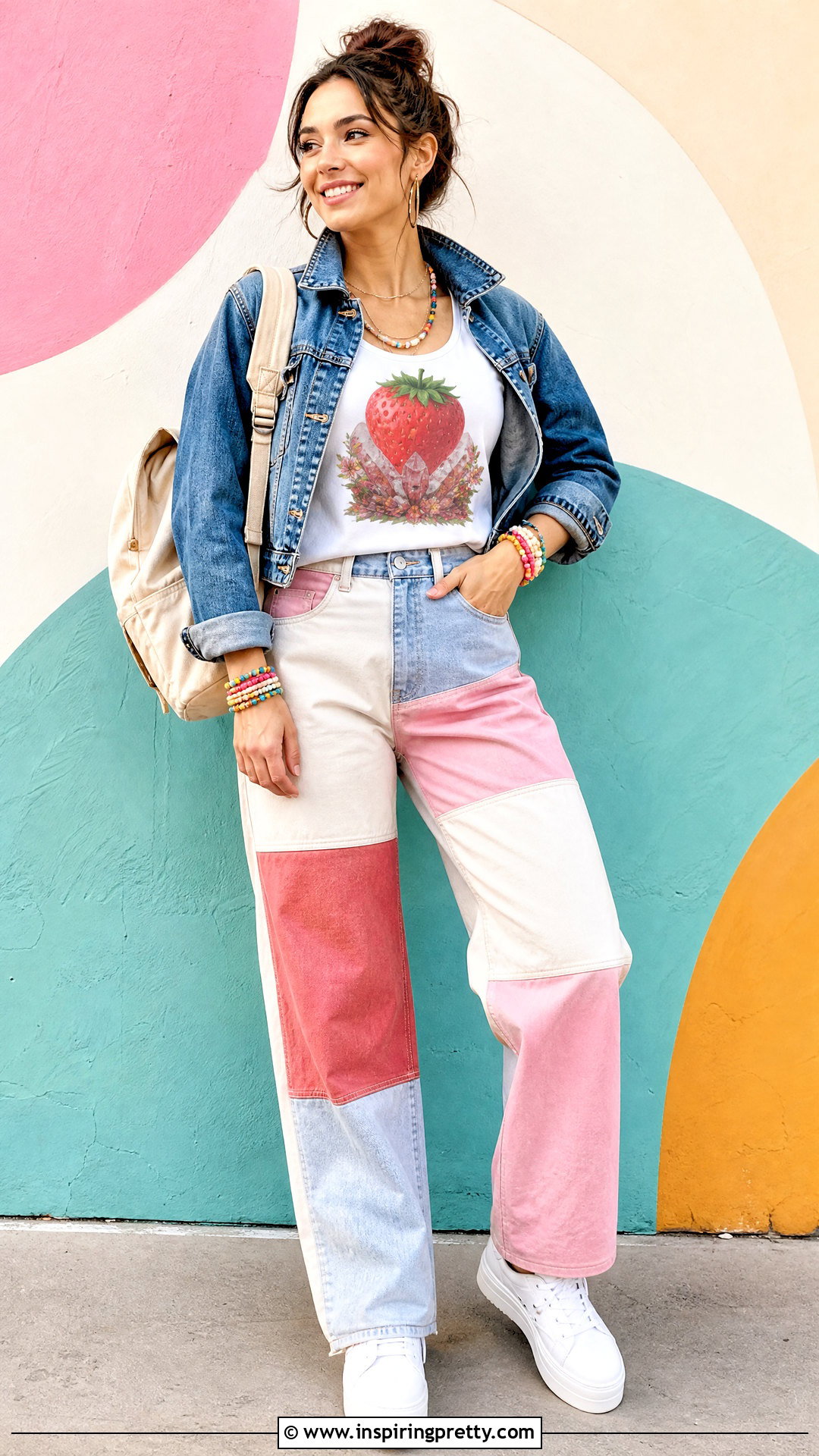 Strawberry Rock Tank Top With Patchwork Jeans - 25 Strawberry Rock Tank Top outfit ideas