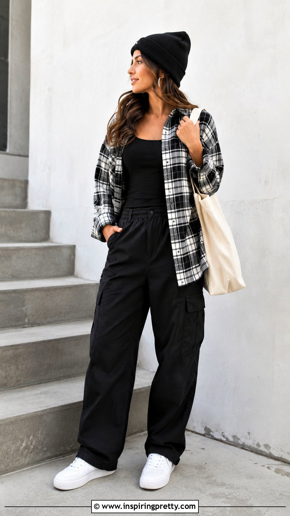Streetwear Society Plaid Shacket With Black Cargos - 20 Streetwear Society Tops outfit ideas