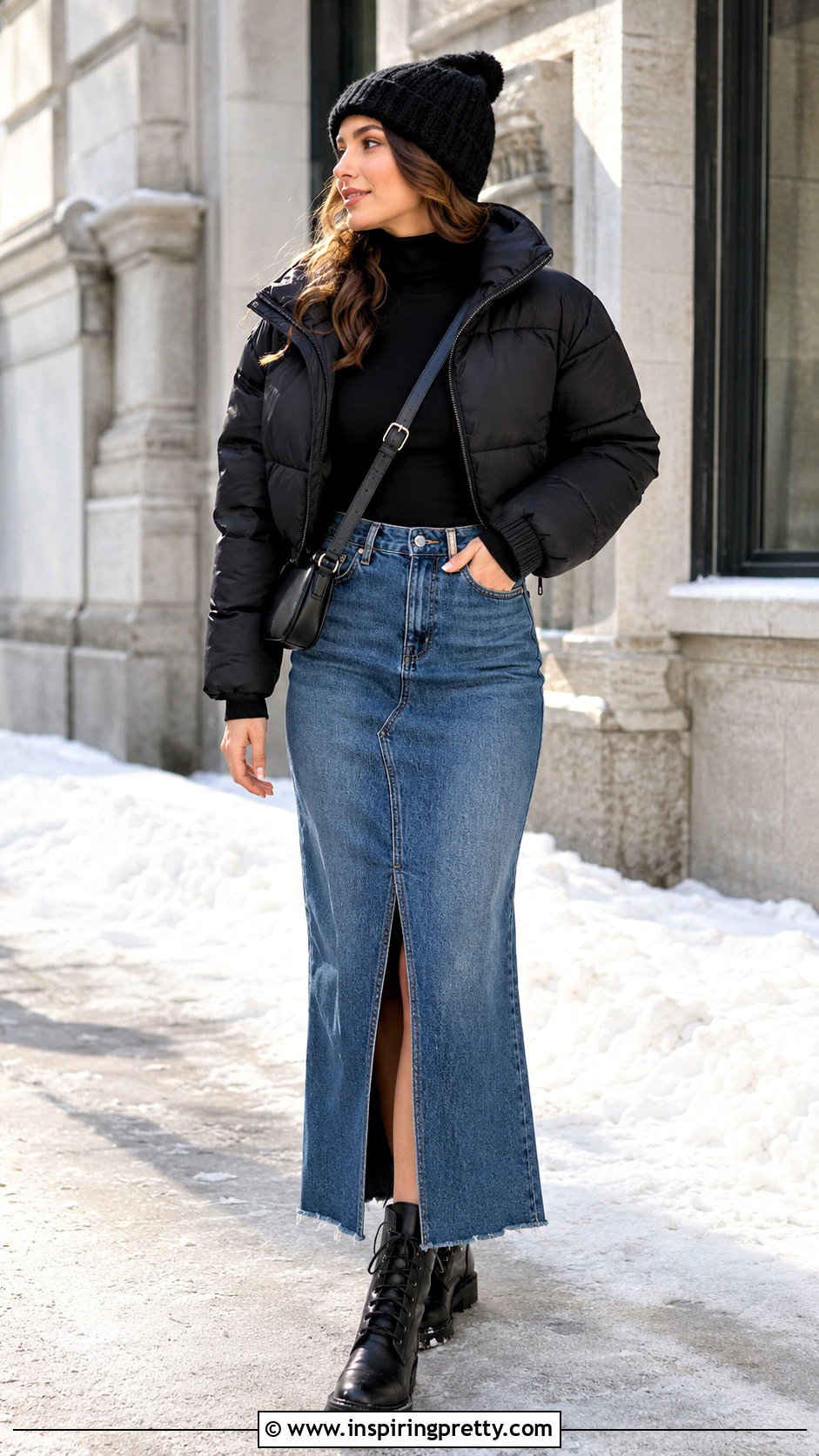 Streetwear Society Turtleneck With Denim Maxi Skirt - 20 Streetwear Society Tops outfit ideas