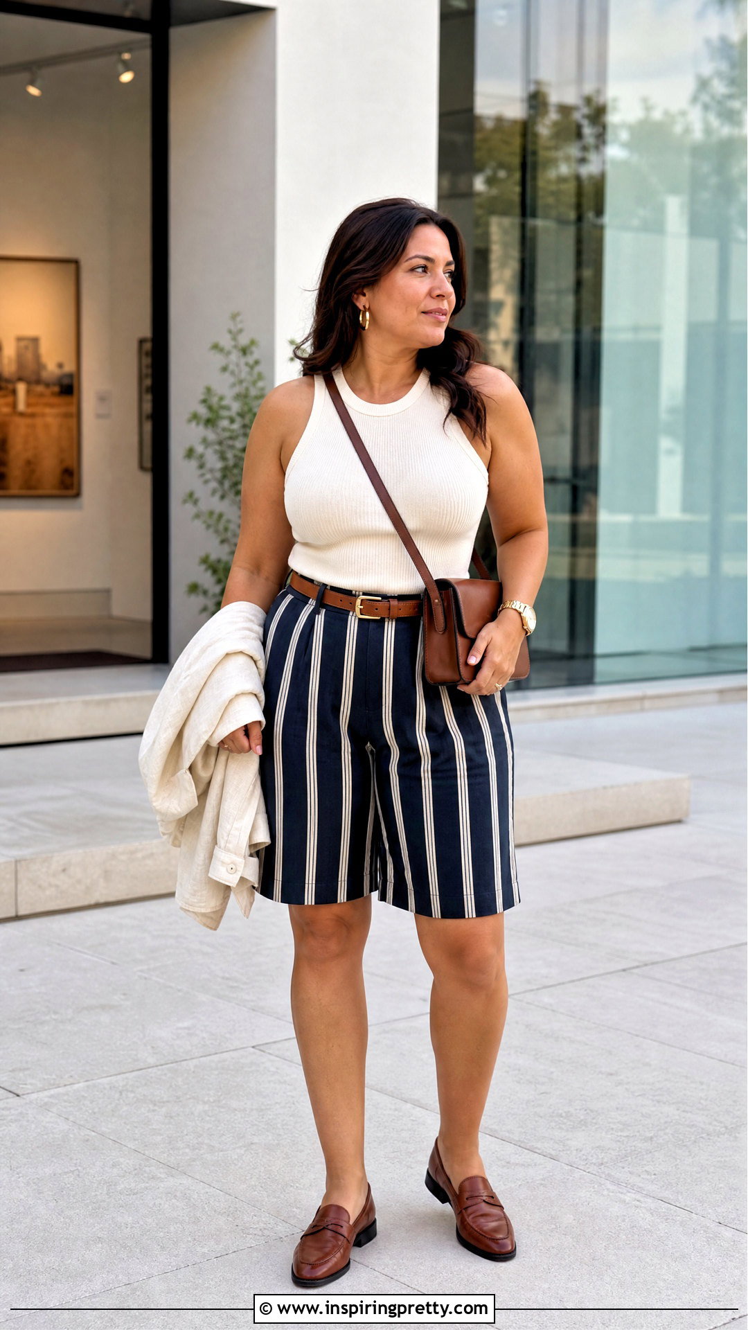 Striped Bermuda Shorts With Ribbed Tank Top - 20 striped shorts and tank tops