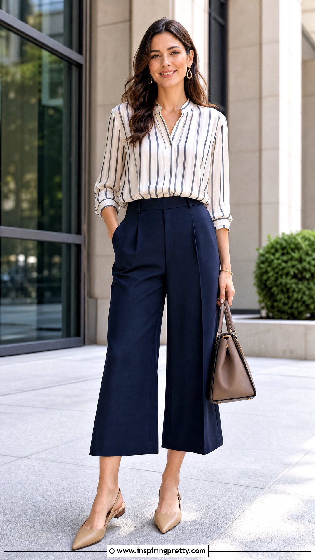 Striped Blouse With Culottes - 50 top stricken ideas