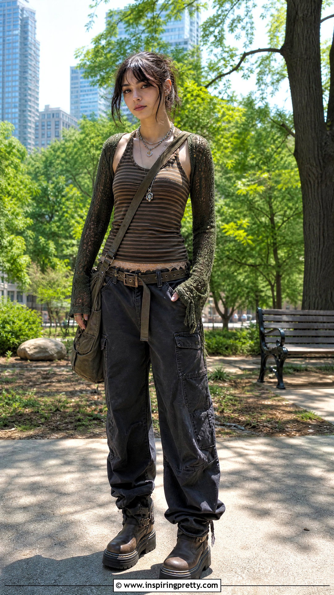 Striped Fairy Grunge Tank Top With Utility Pants - 25 Fairy Grunge Tank Top outfit ideas