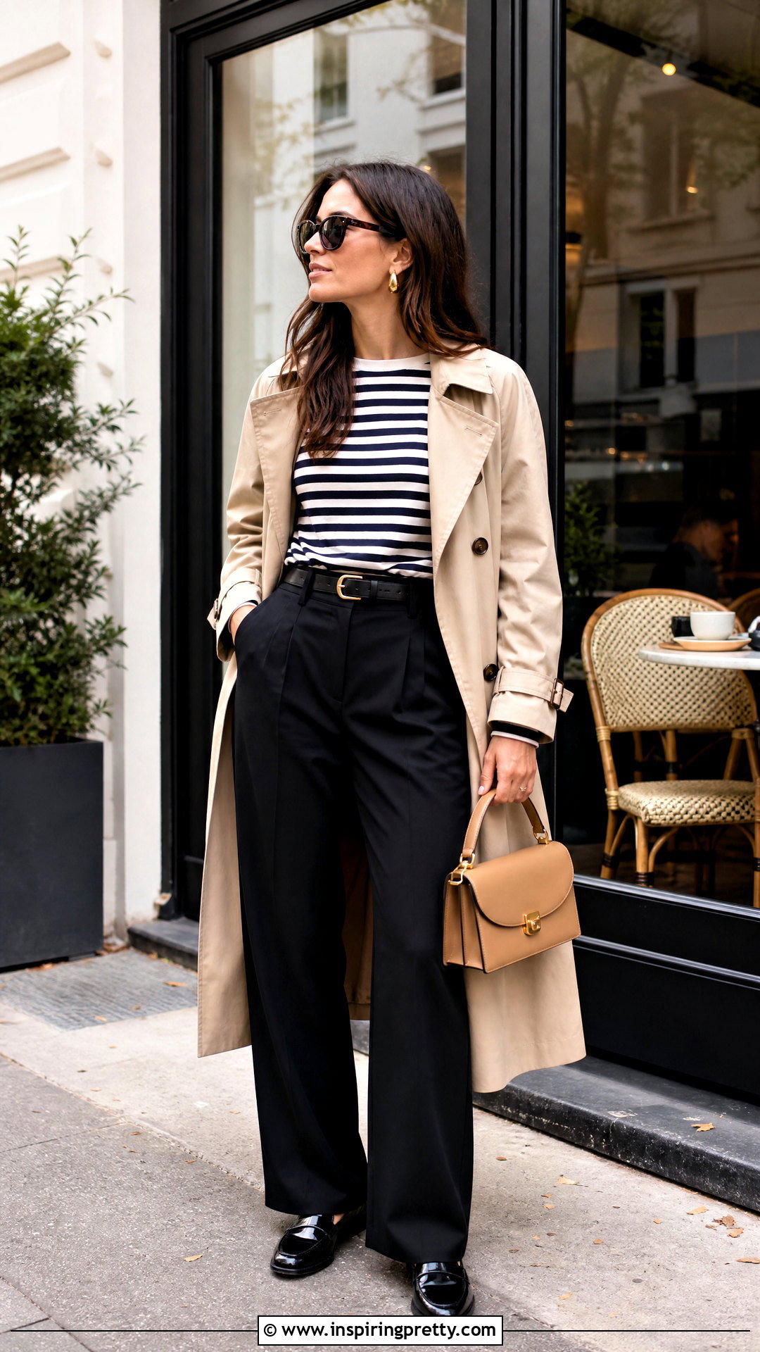 Striped Full Sleeve Top With Black Trousers - 50 full sleeve top outfits