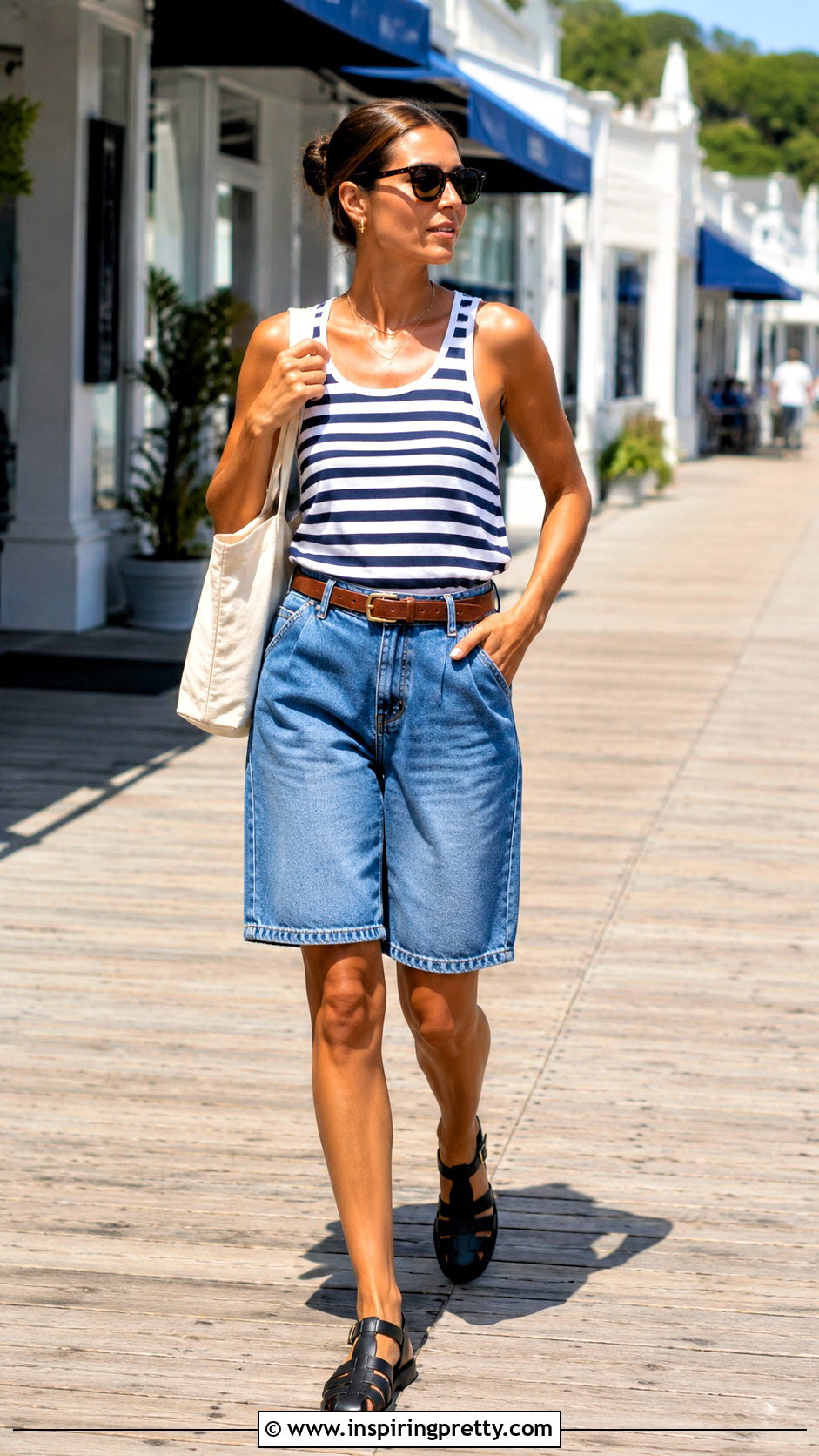 Striped Harris Dickinson Tank Top With Denim Shorts - 20 Harris Dickinson Tank Tops