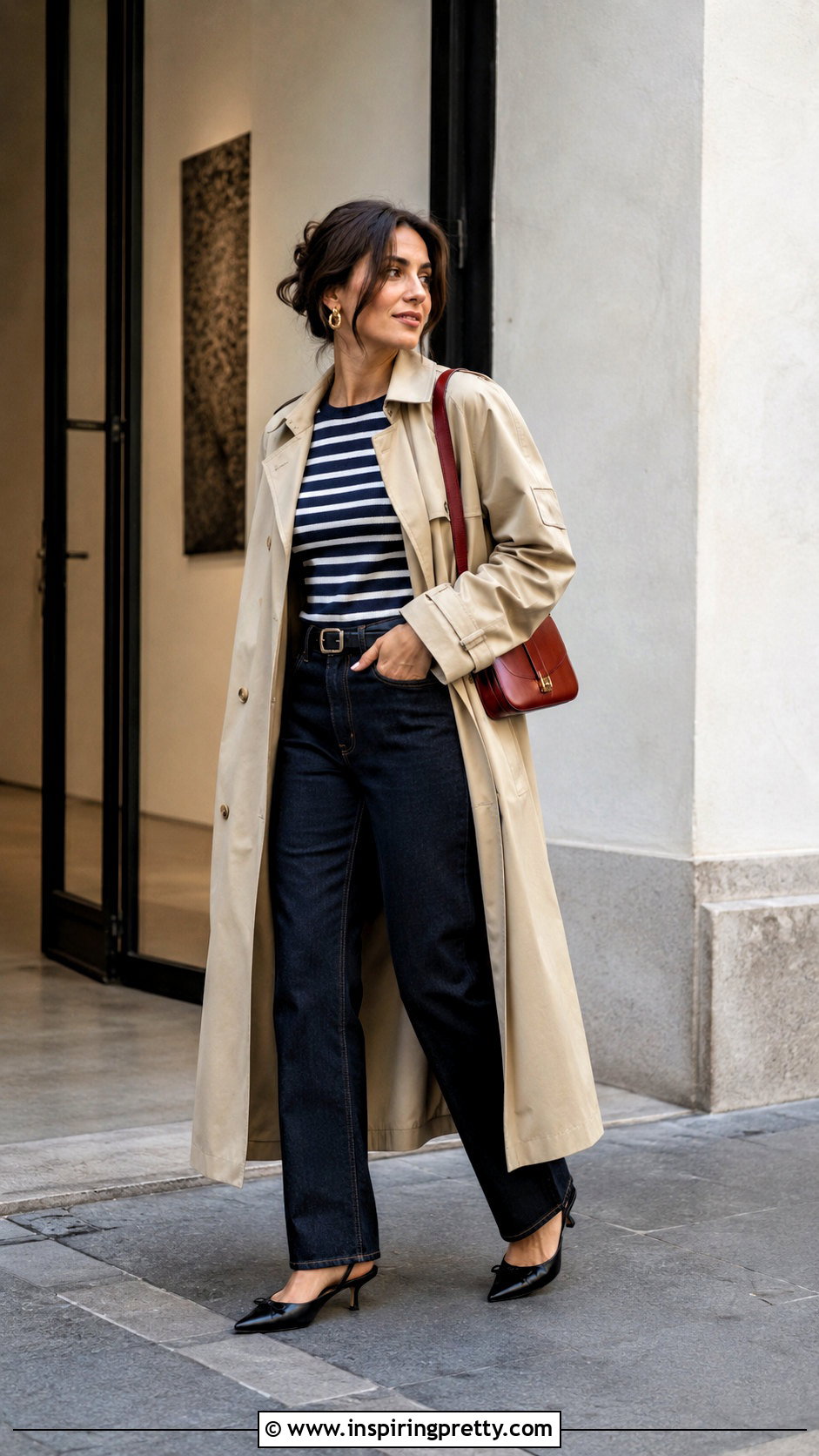 Striped Knit Top With Dark Jeans - 50 jeans and top outfit going out ideas