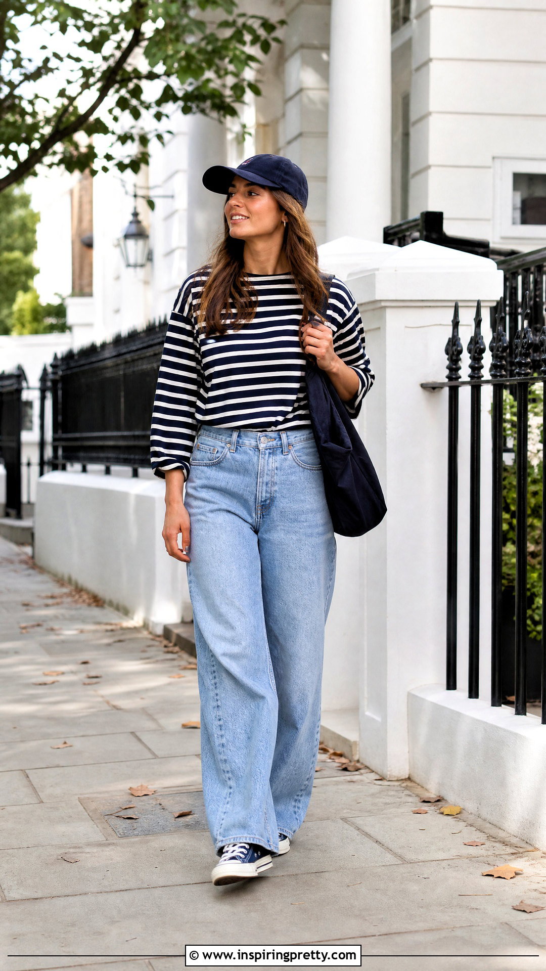 Striped Long Sleeve Tee Outfit - 50 korean tops for women