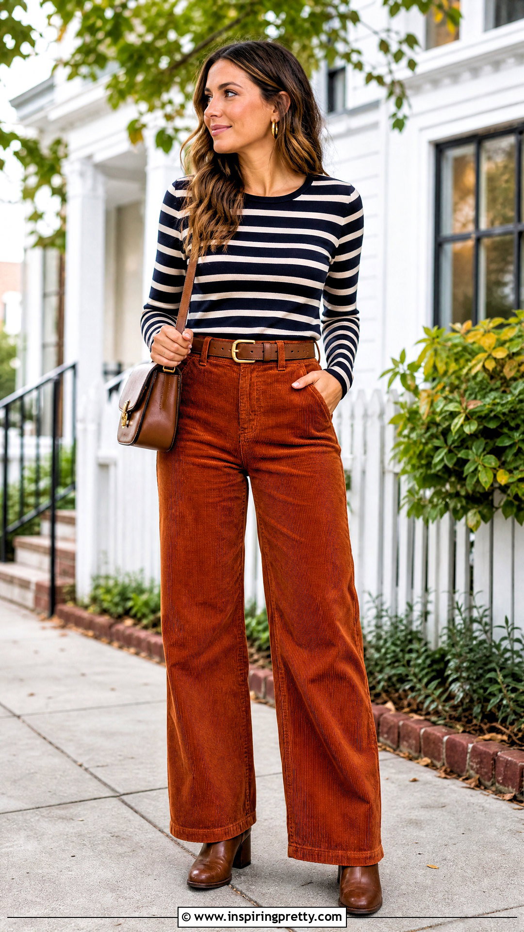 Striped Long Sleeve Top With Corduroy Pants - 50 top stricken ideas