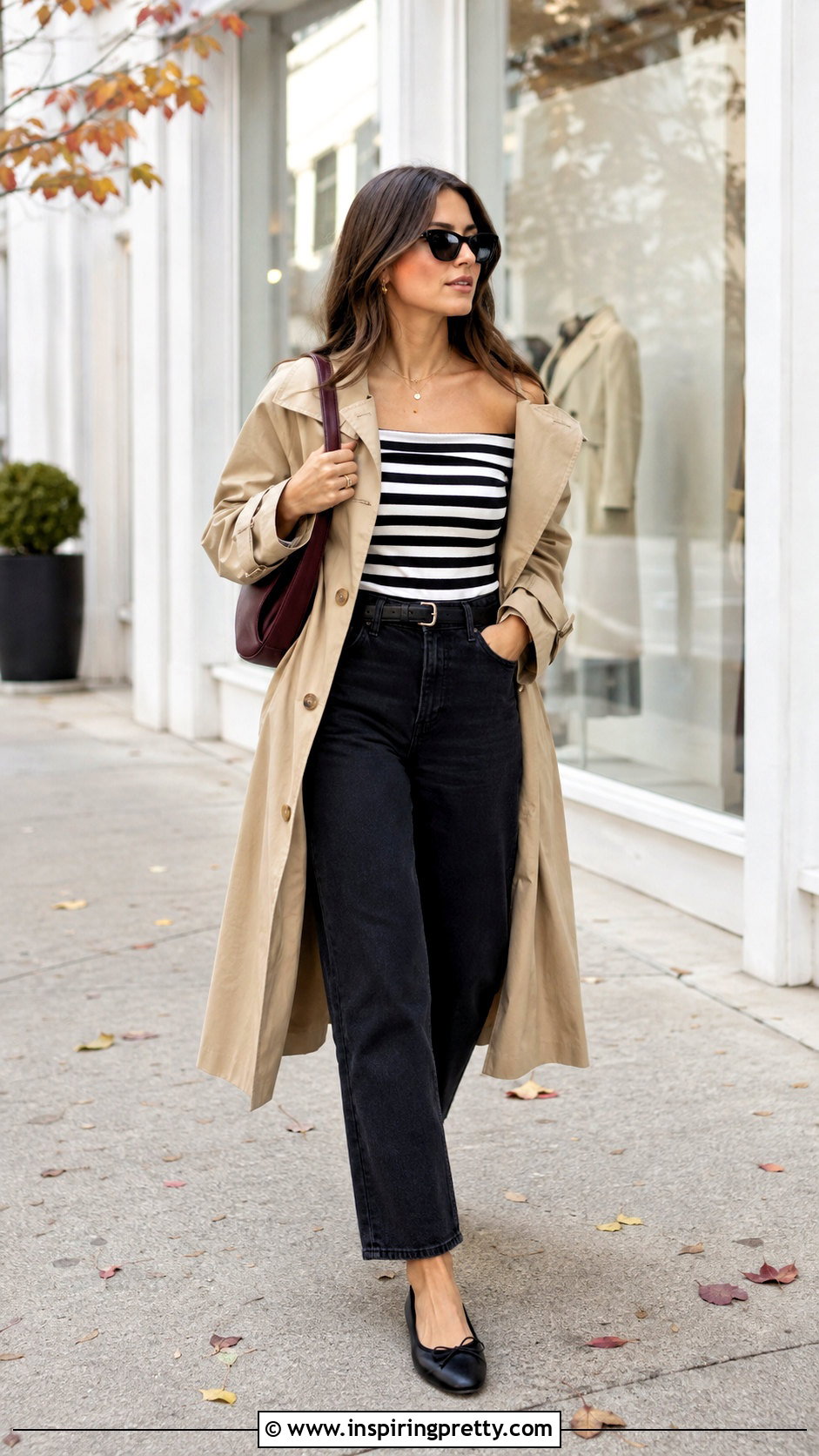 Striped Off Shoulder Top With Black Jeans - 25 fall off the shoulder tops outfit ideas