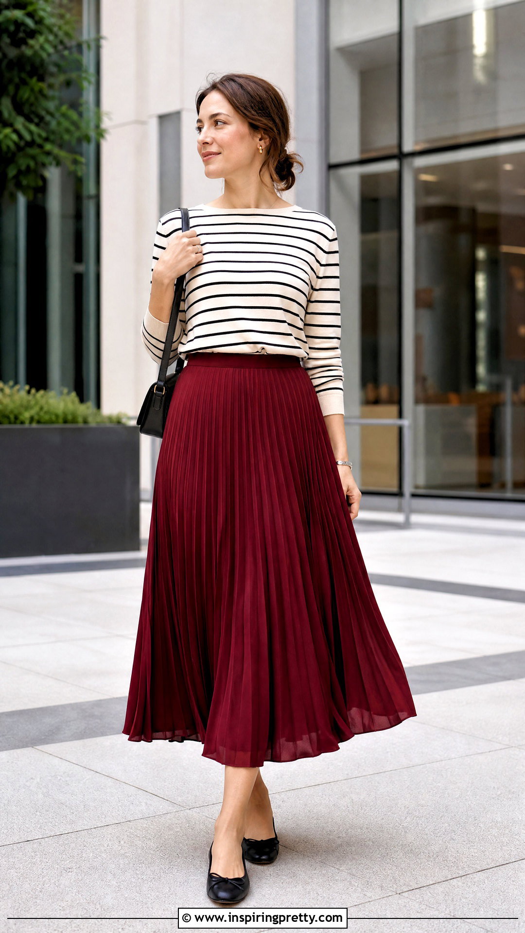 Striped Pullover With Pleated Skirt - 50 top stricken ideas