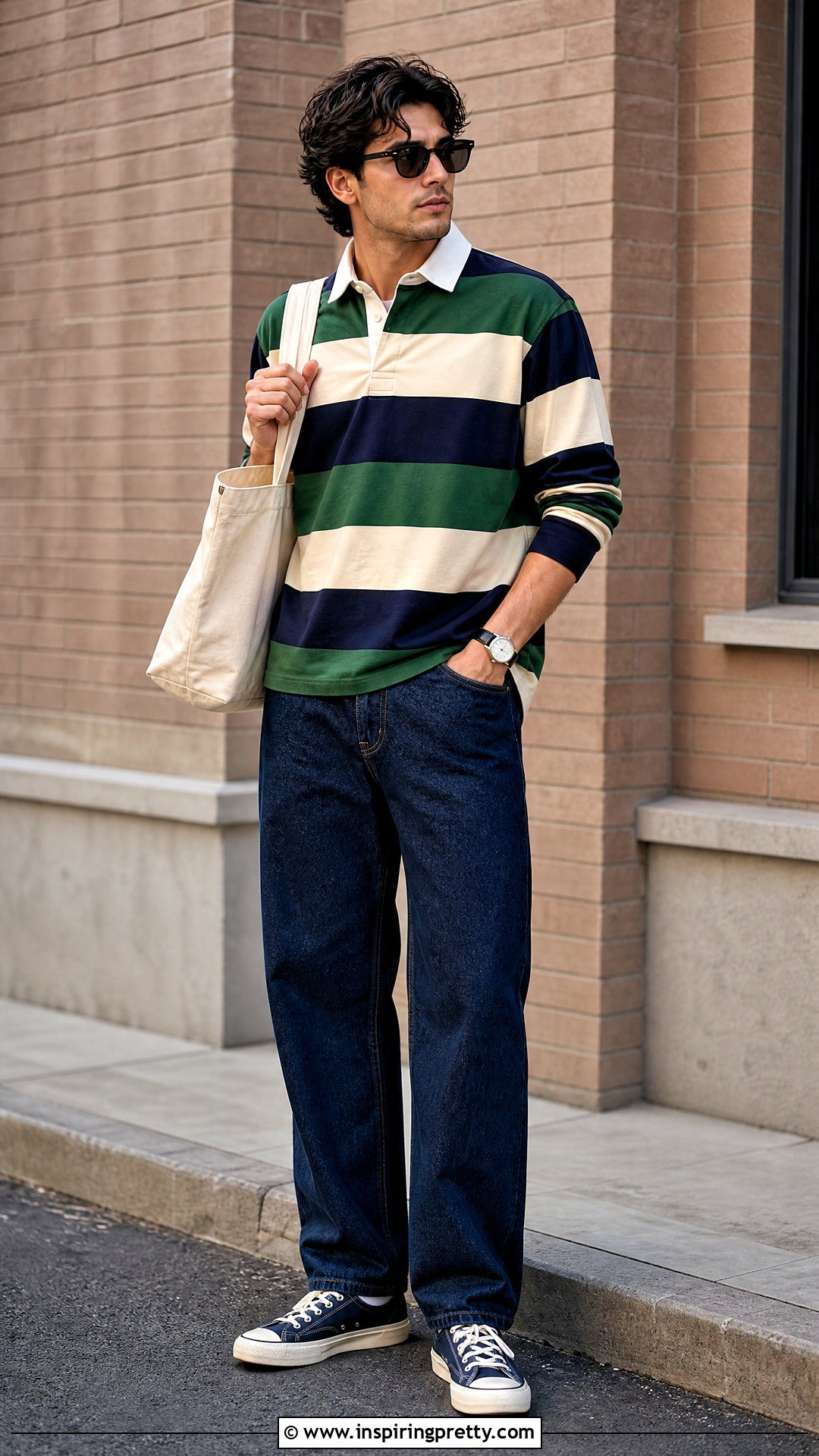 Striped Rugby Shirt With Relaxed Jeans - 20 Trendy Tops For Men's Wardrobe Ideas