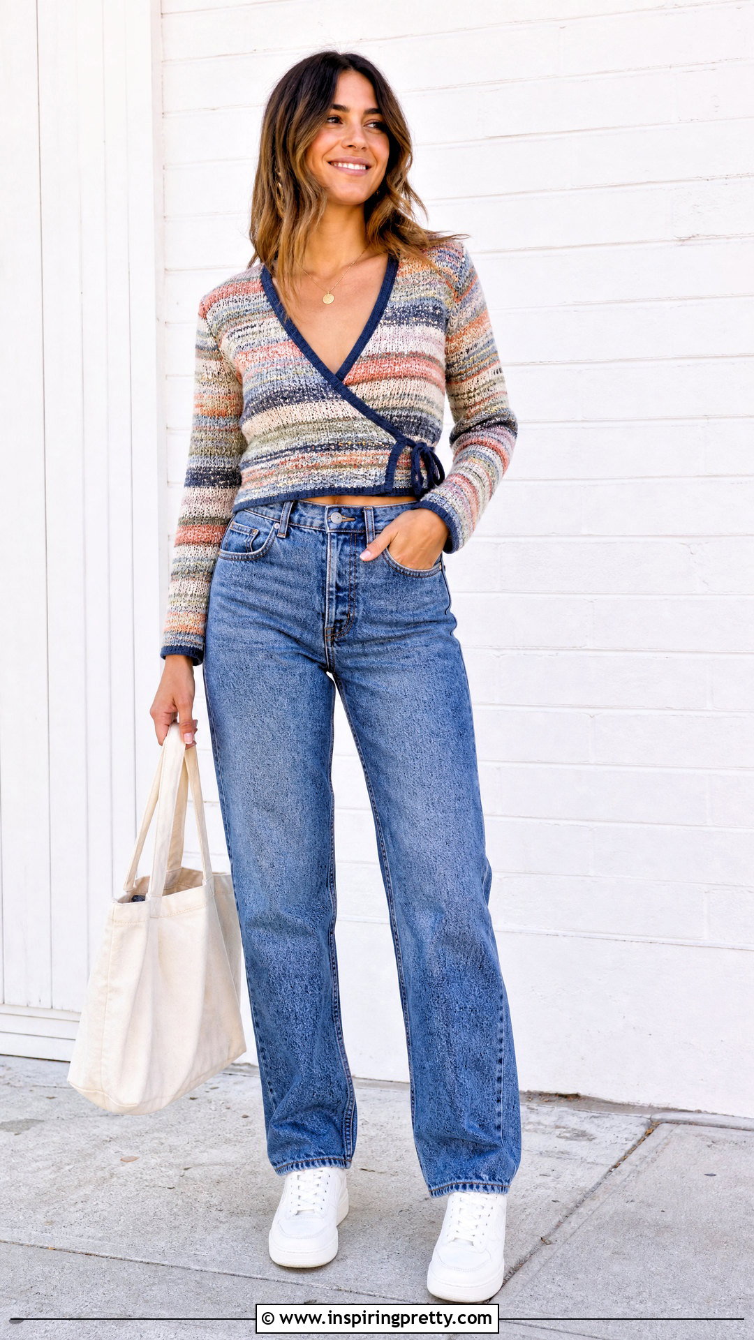 Striped Scrap Yarn Wrap Top - how to knit a wrap top (20 ways)