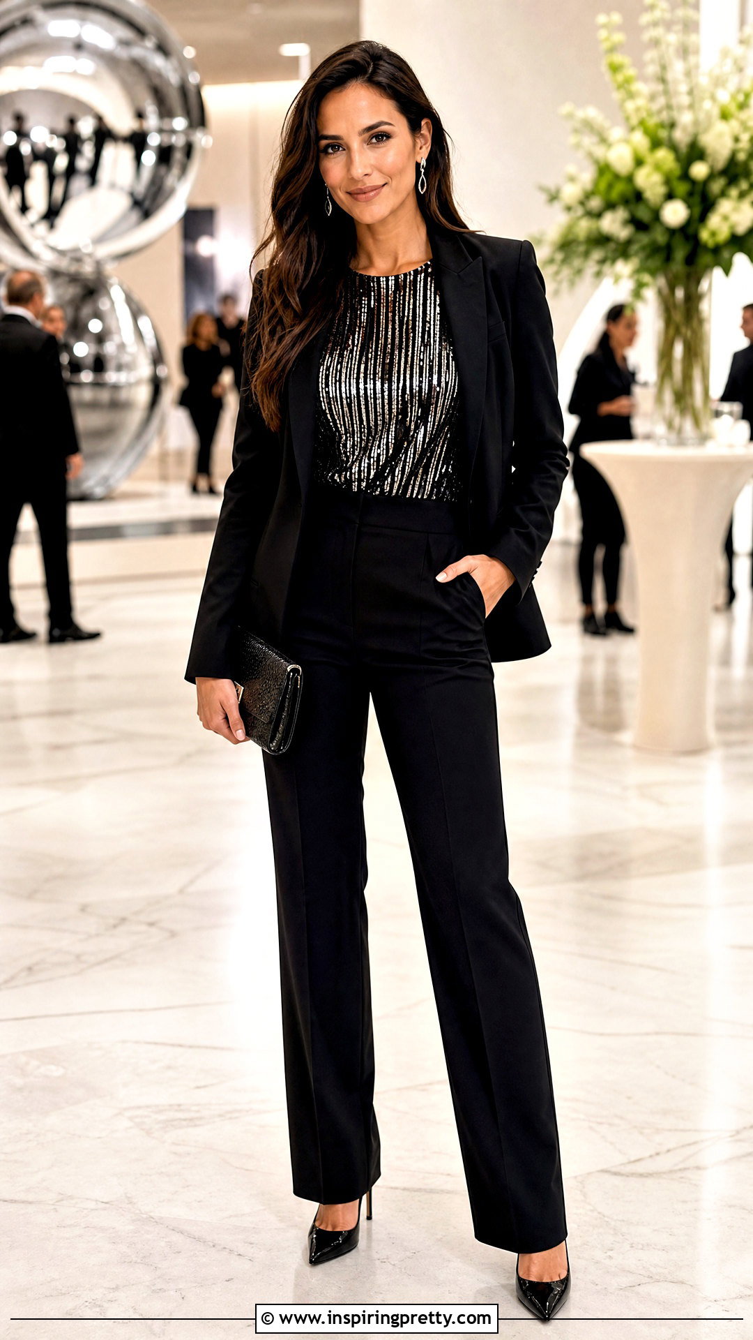 Striped Sequin Top With Tailored Trousers - 50 top stricken ideas