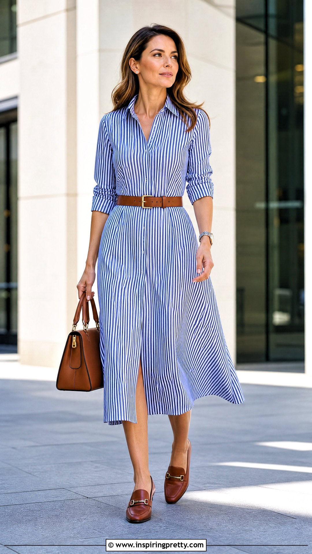 Striped Shirt Dress With Loafers - 50 top stricken ideas