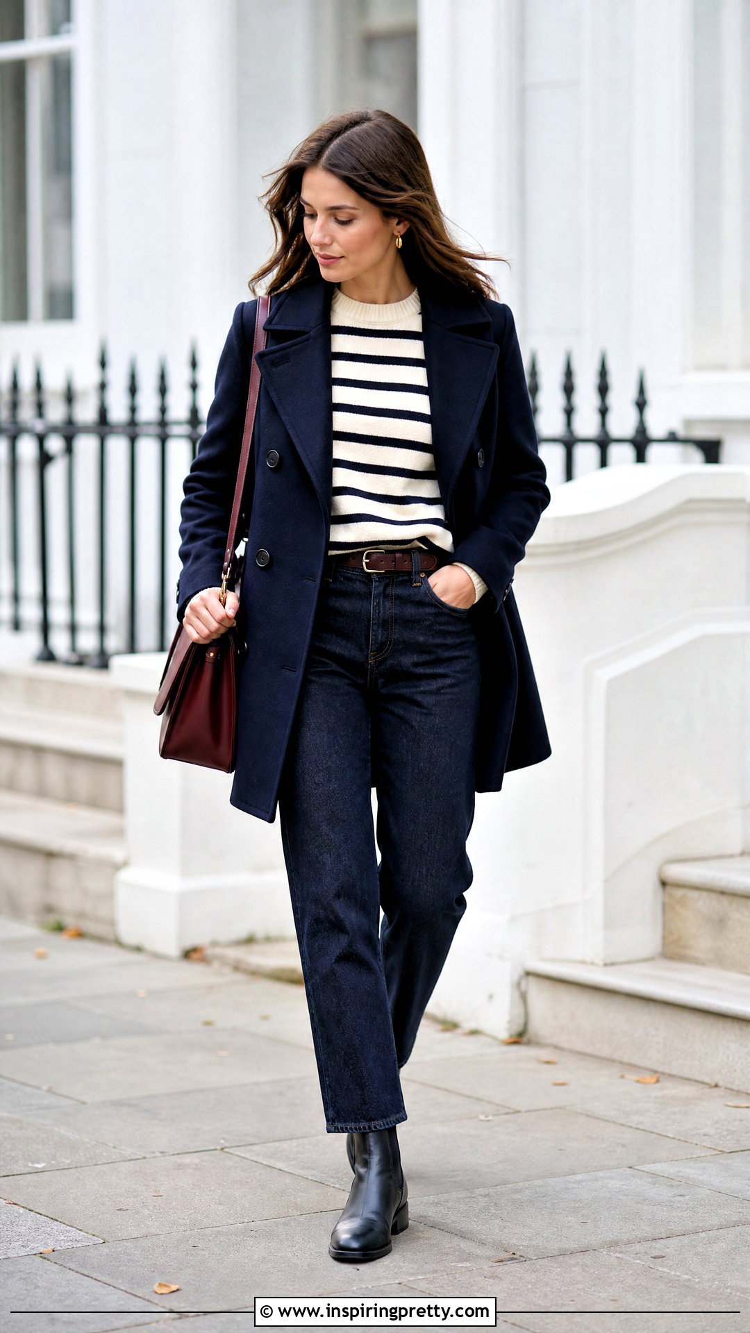 Striped Sweater And Straight Leg Jeans Outfit - 50 winter tops outfit ideas