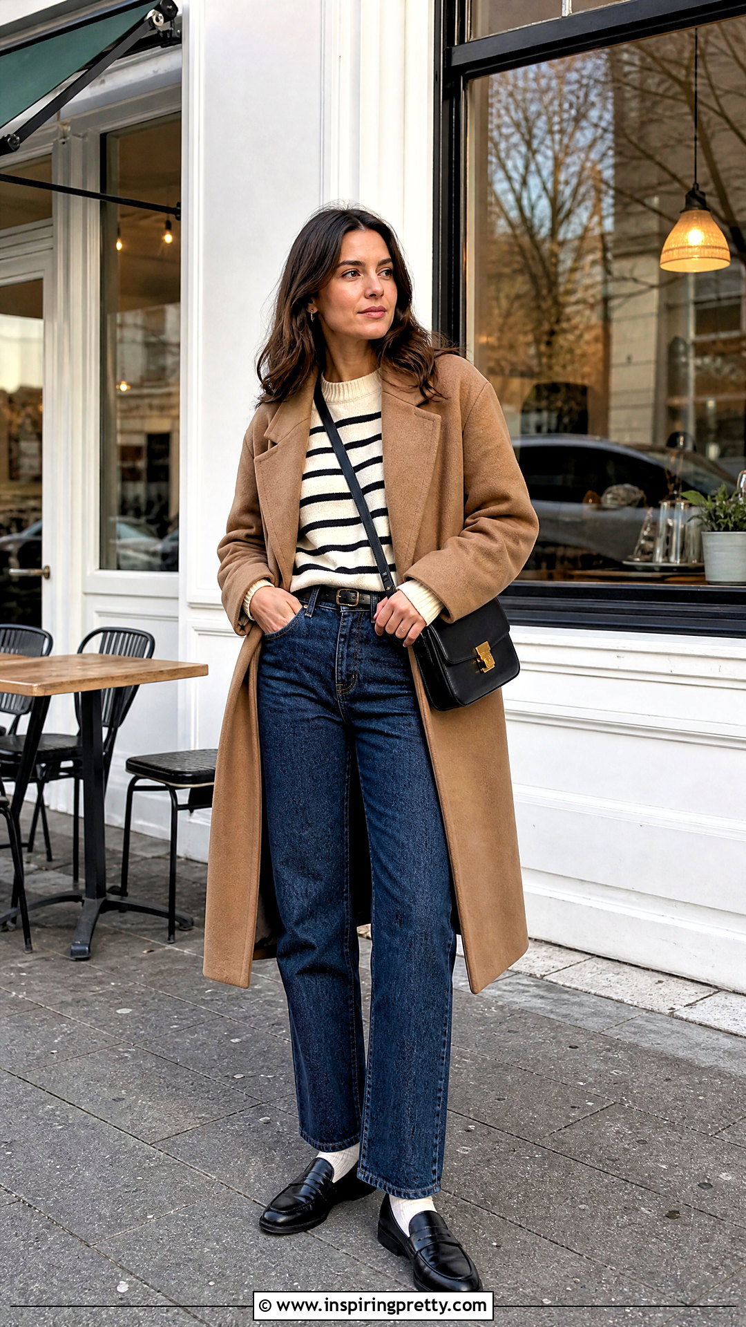 Striped Sweater With Dark Wash Jeans - 50 winter tops for women