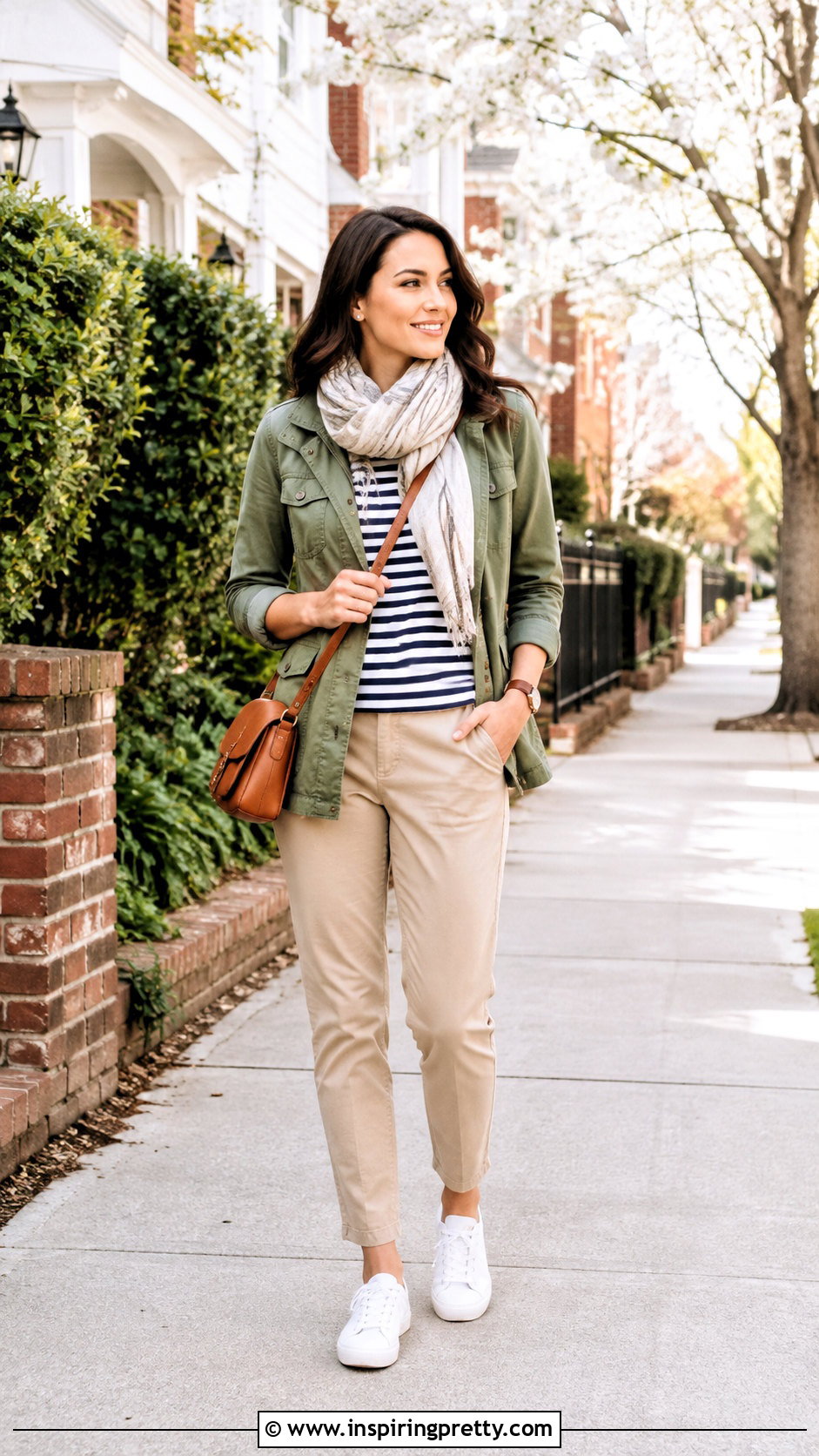 Striped T Shirt Utility Jacket And Chinos Layering Outfit - 50 top layering ideas