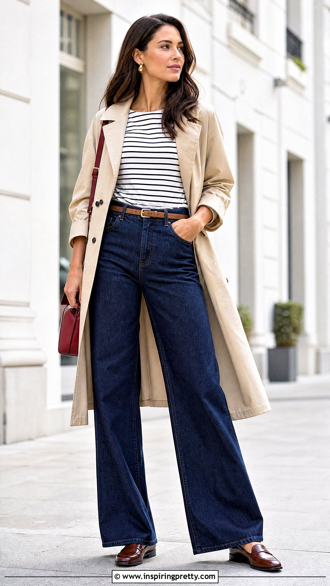 Striped T Shirt With Wide Leg Jeans - 50 tops for wide leg jeans