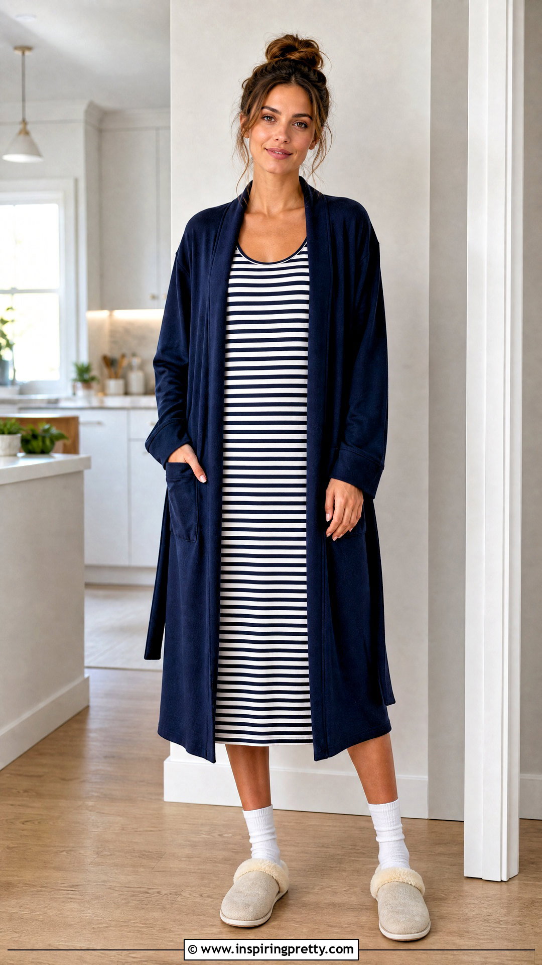 Striped Tank Top Nightgown With Solid Robe - 25 Tank Top Nightgown ideas