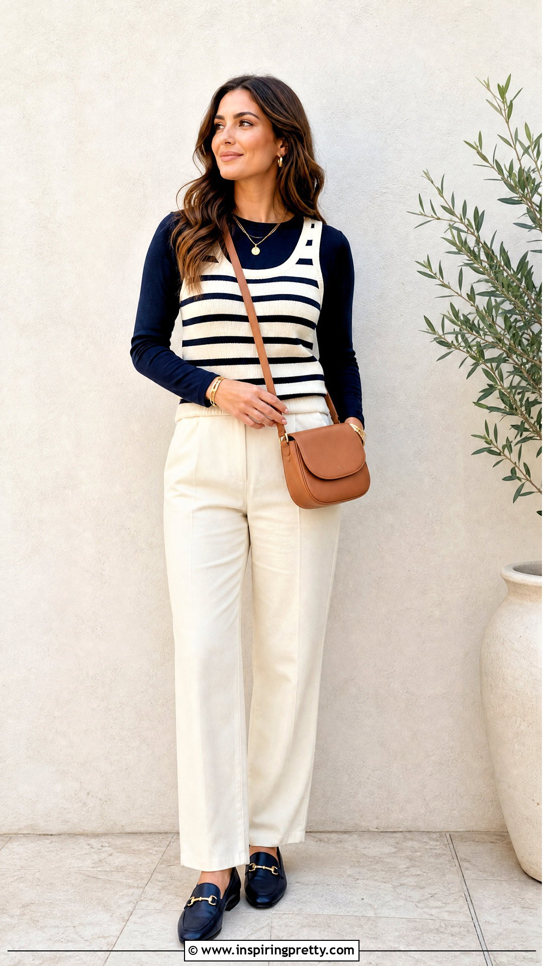 Striped Tank Top Over Solid Long Sleeve Shirt Outfit - 50 tank top over shirt outfit ideas