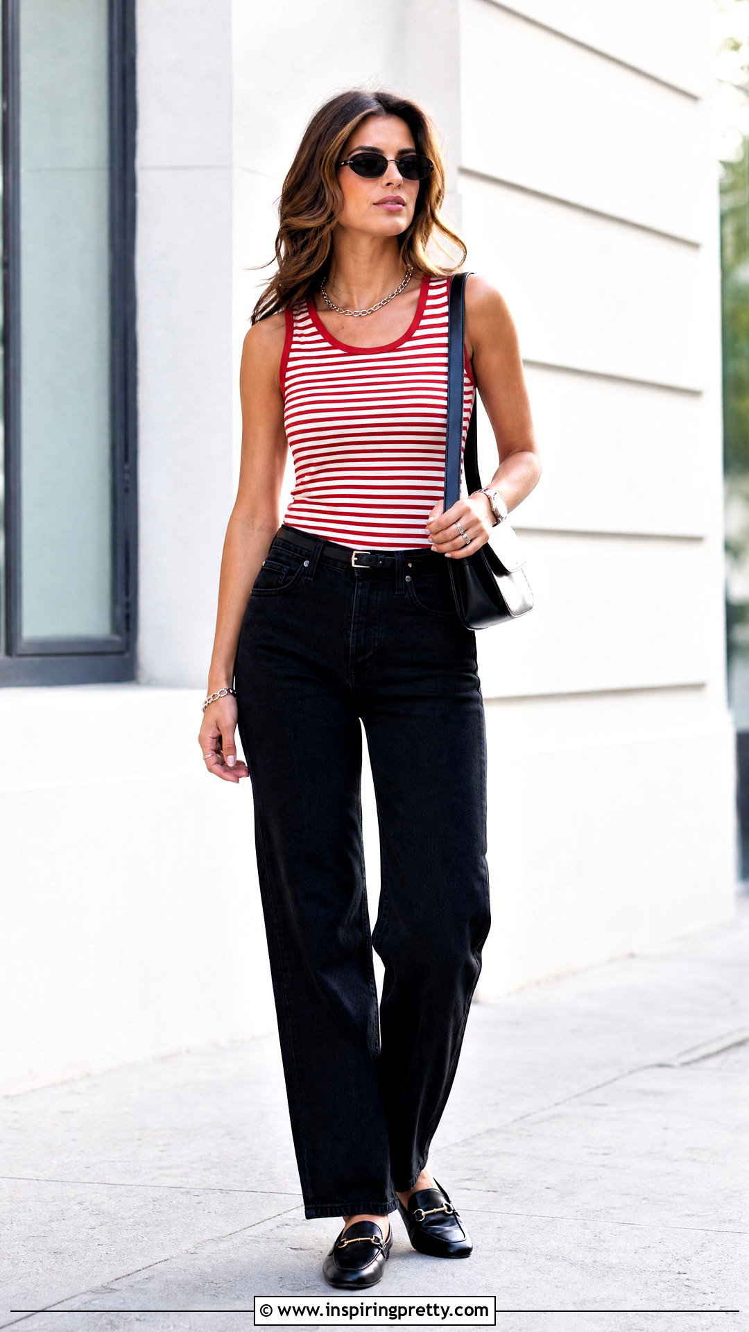 Striped Tank Top With Black Jeans - 50 striped tank top outfit ideas