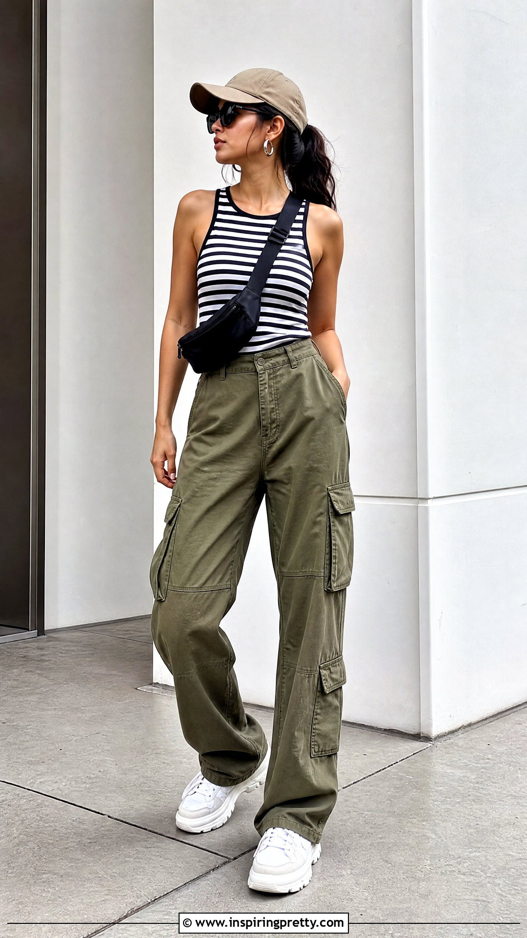 Striped Tank Top With Cargo Pants - 50 striped tank top outfit ideas