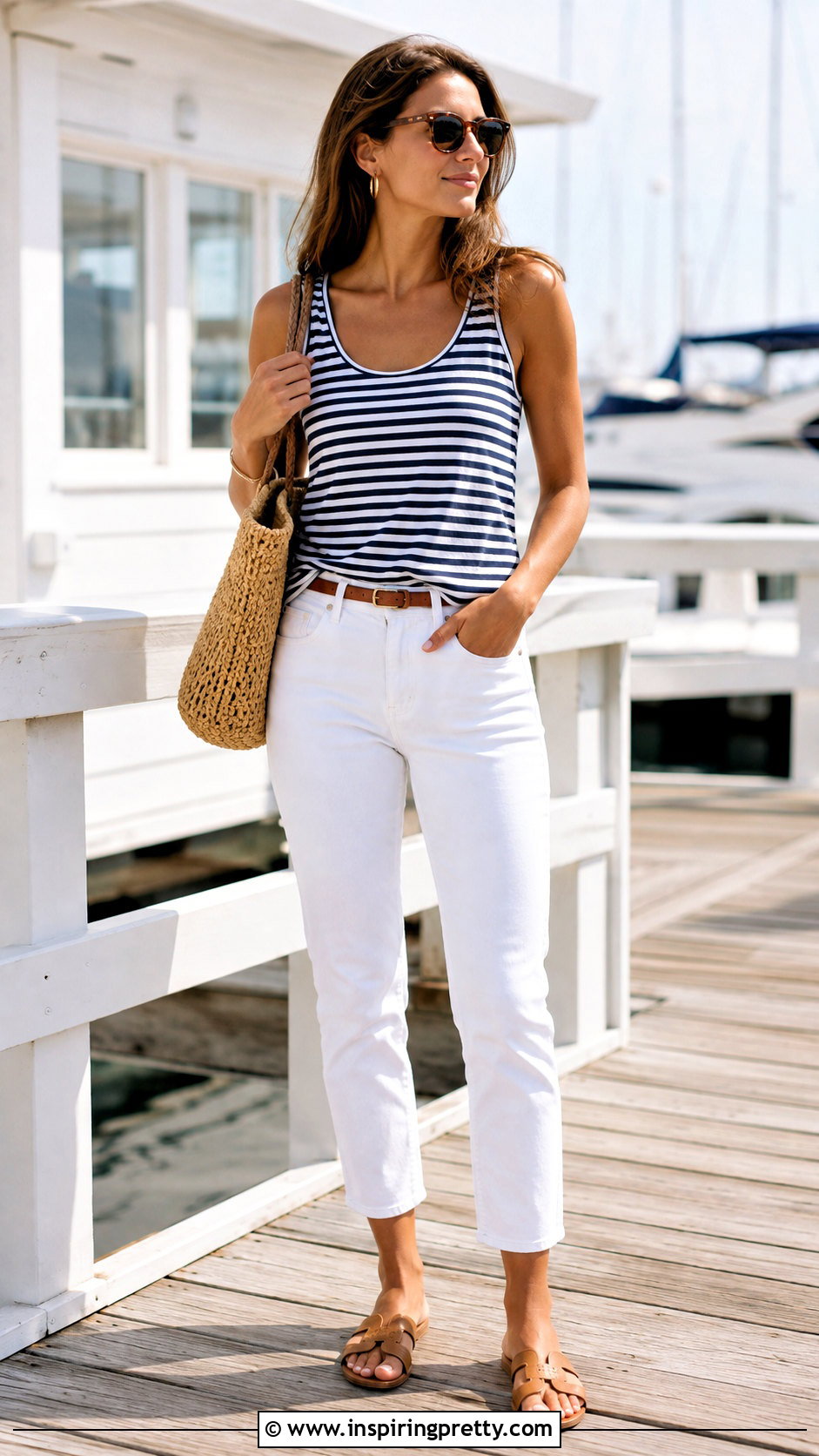 Striped Tank Top With White Jeans Outfit - 25 breezy tank top outfit ideas