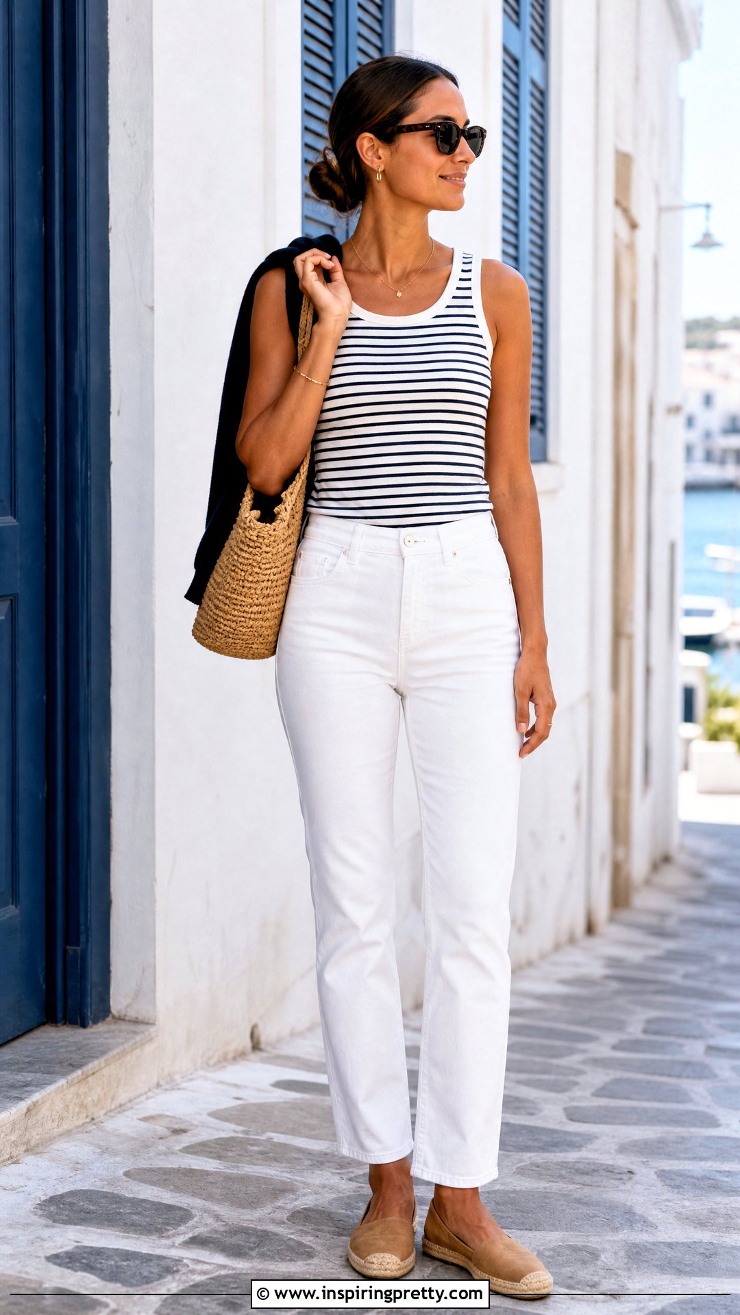 Striped Tank Top With White Jeans - 20 basic tank top essentials