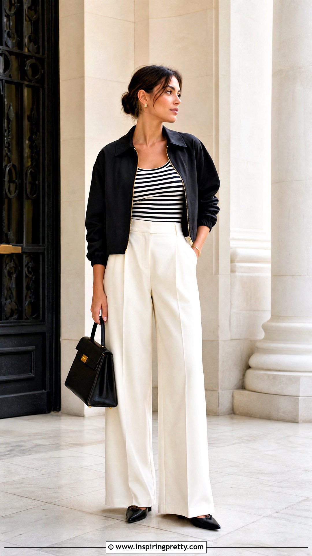 Striped Tank Top With Wide Leg Pants - 50 striped top outfit ideas