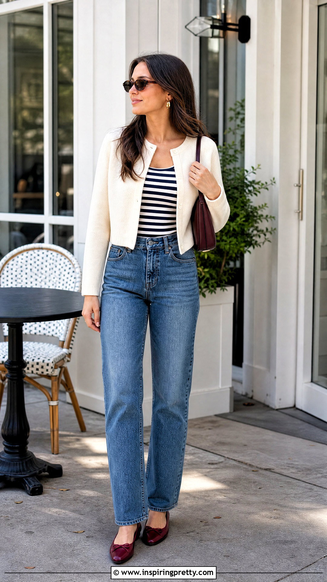 Striped Tank Top With a Cardigan and Jeans - 50 striped tank top outfit ideas