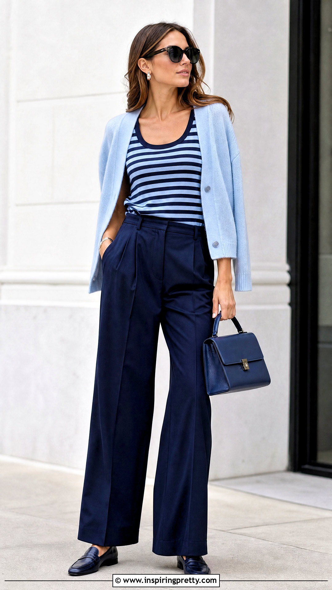 Striped Tank Top With a Monochrome Outfit - 50 striped tank top outfit ideas