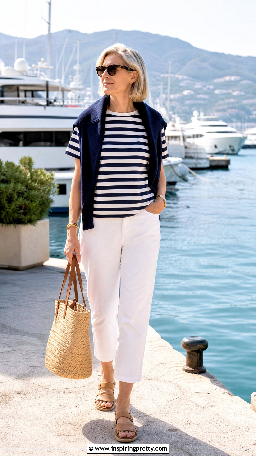 Striped Top And White Pants Day Trip Outfit - 20 daytrip top outfit ideas
