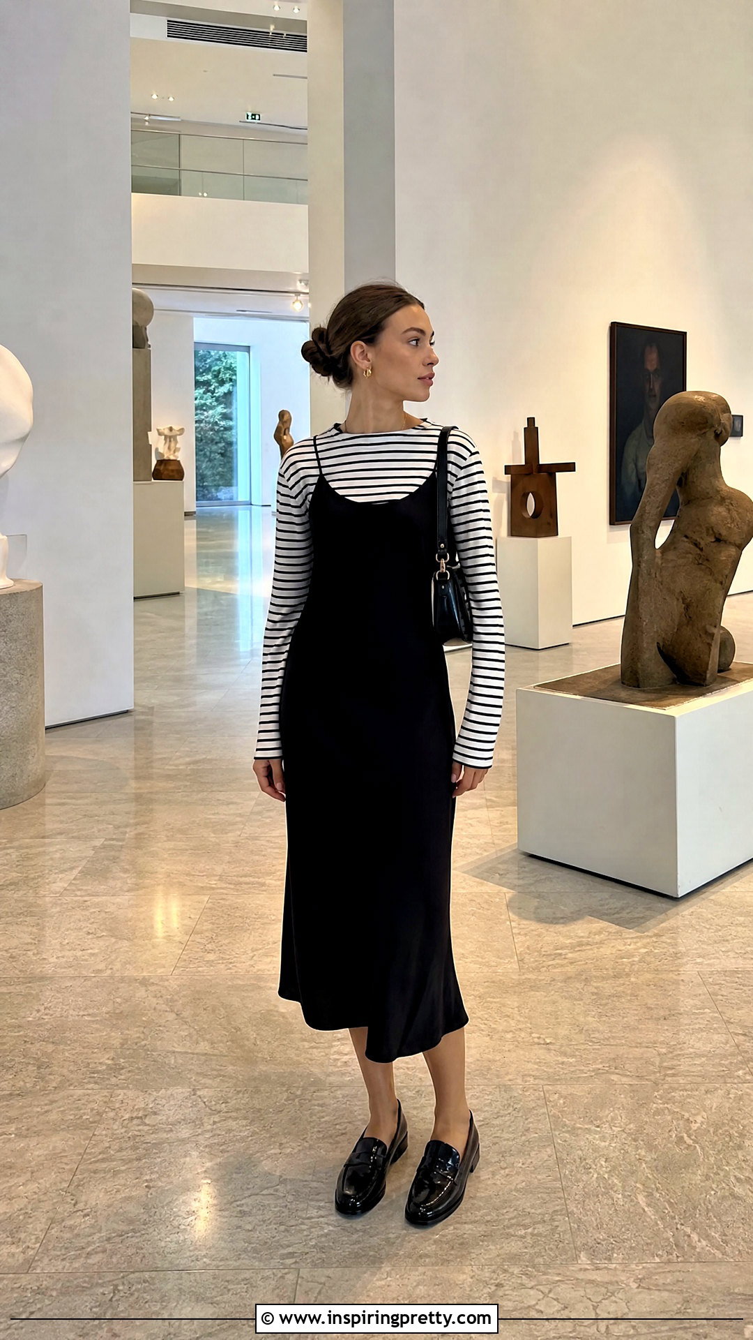 Striped Top Under A Slip Dress - 50 stripes top outfit ideas