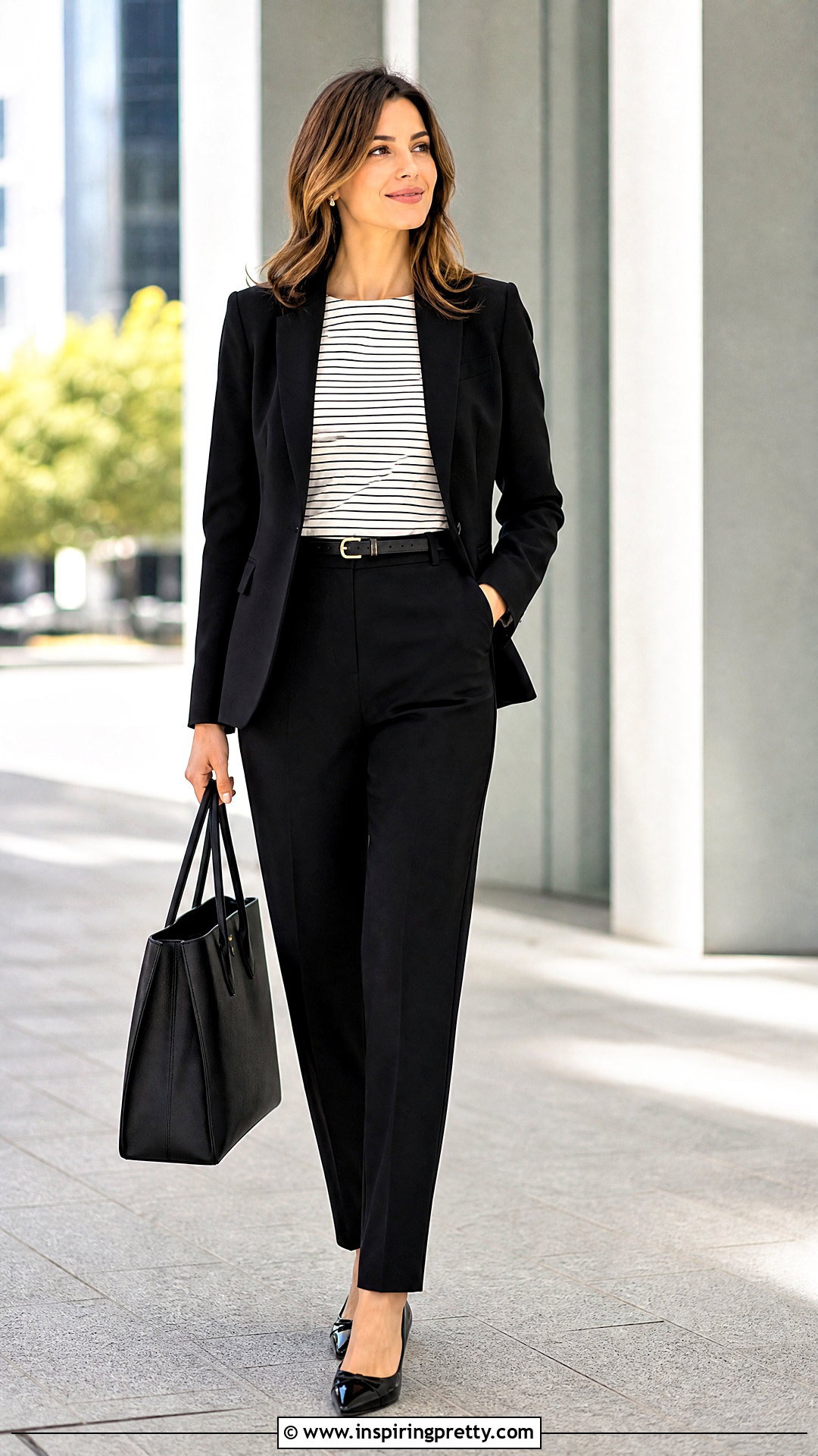 Striped Top With Black Trousers - 50 striped top outfit ideas