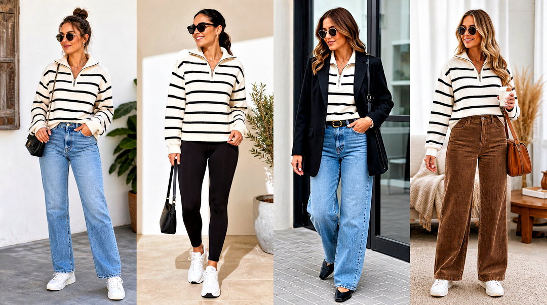 20 Striped Top With Zipper Outfit Ideas for Edgy Street Style