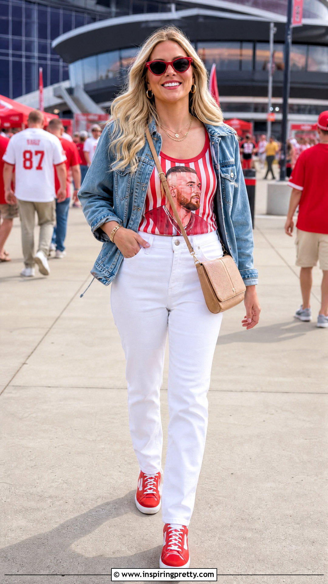 Striped Travis Kelce Tank Top With White Jeans - 20 travis kelce tank tops