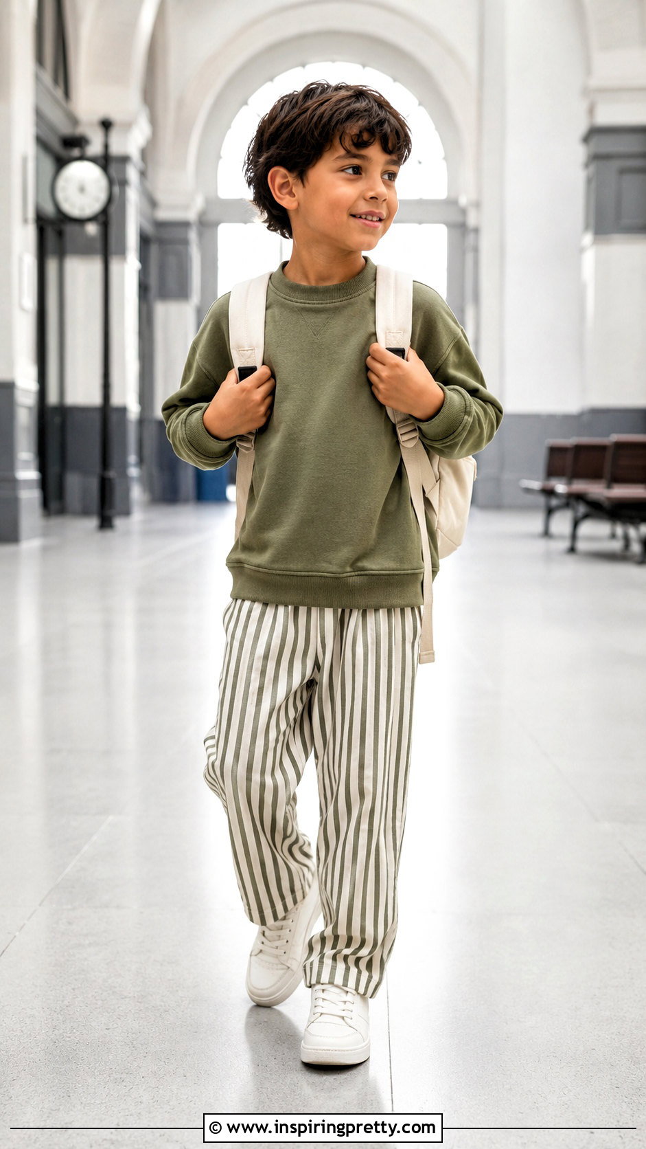 Striped Trousers And Solid Sweatshirt Outfit - 50 trouser and top for kids